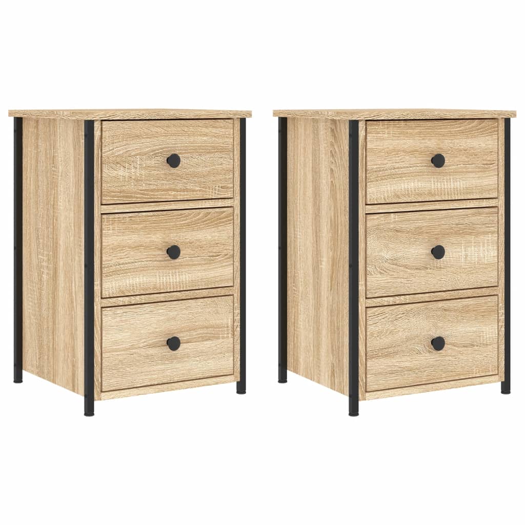 Nattbord 2 stk sonoma eik 40x36x60 cm konstruert tre