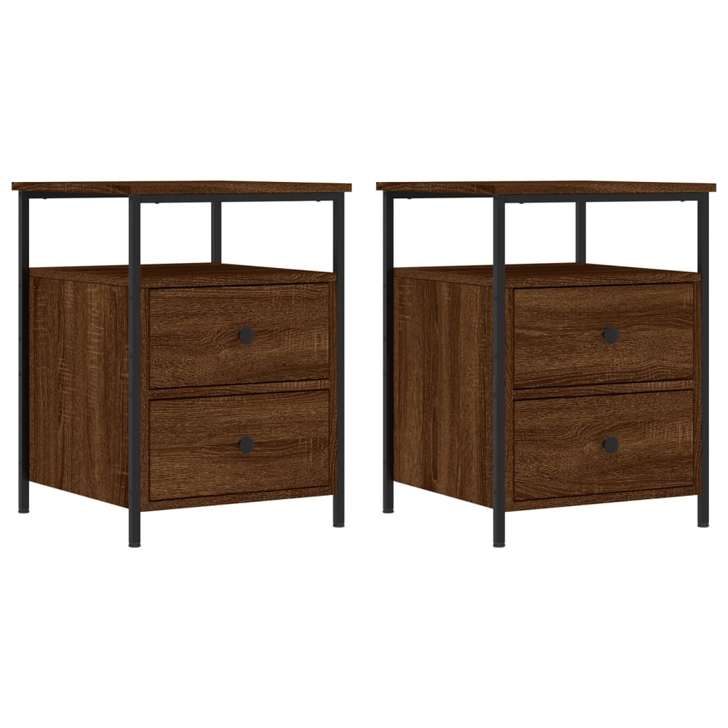 Nattbord 2 stk brun eik 44x45x60 cm konstruert tre