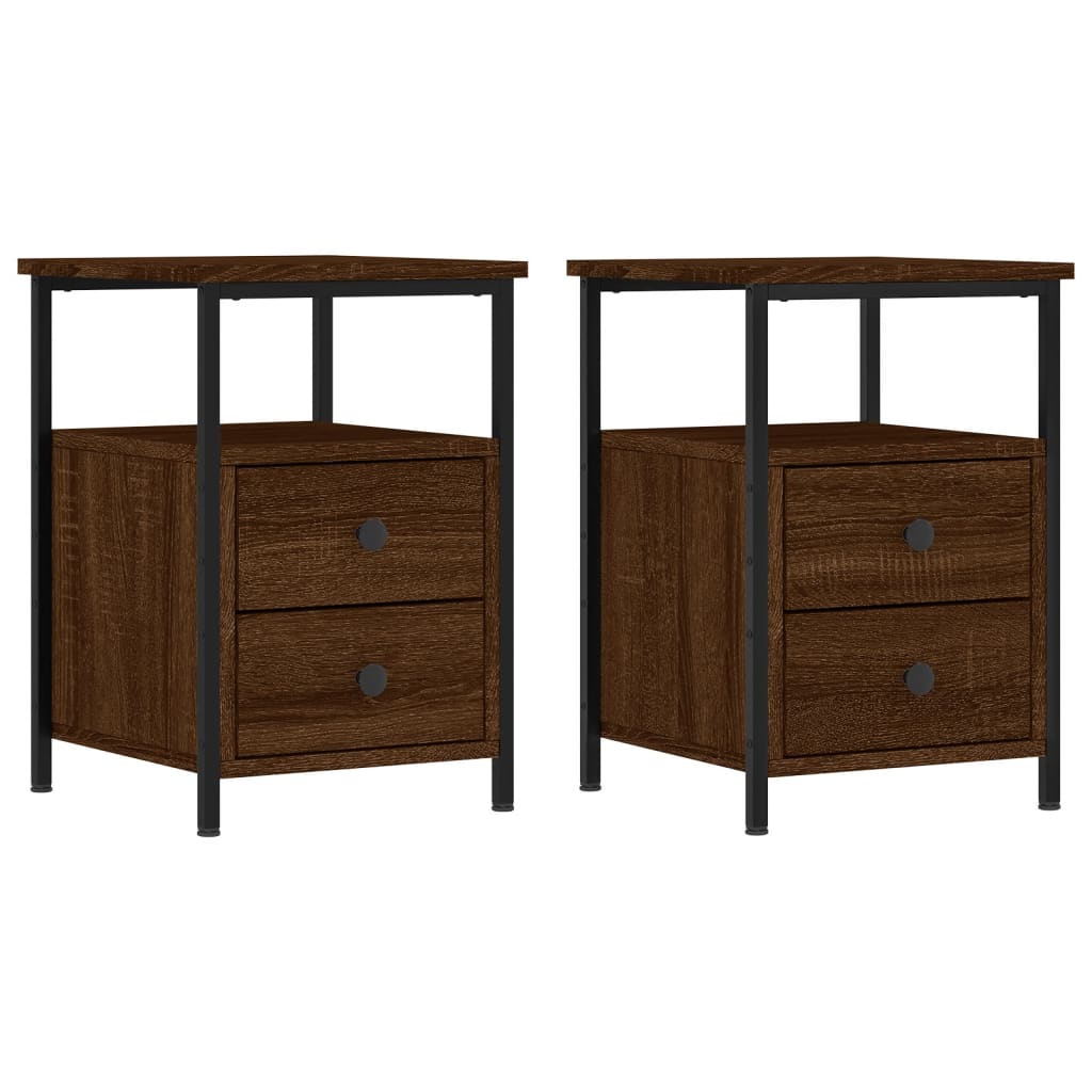 Nattbord 2 stk brun eik 34x35,5x50 cm konstruert tre