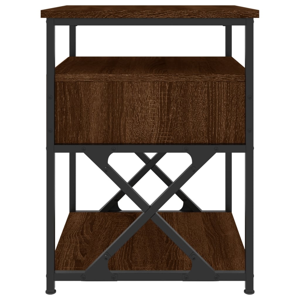 Nattbord 2 stk brun eik 40x42x55 cm konstruert tre