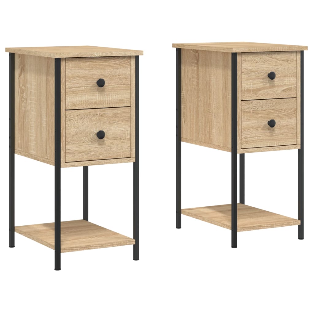 Nattbord 2 stk sonoma eik 32x42x70 cm konstruert tre