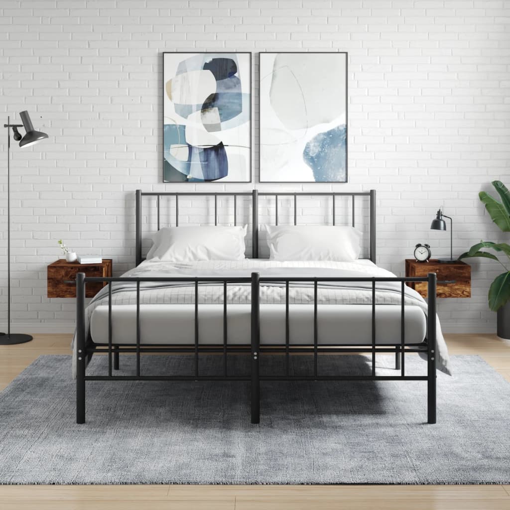 Veggmonterte nattbord 2 stk røkt eik 35x35x20 cm