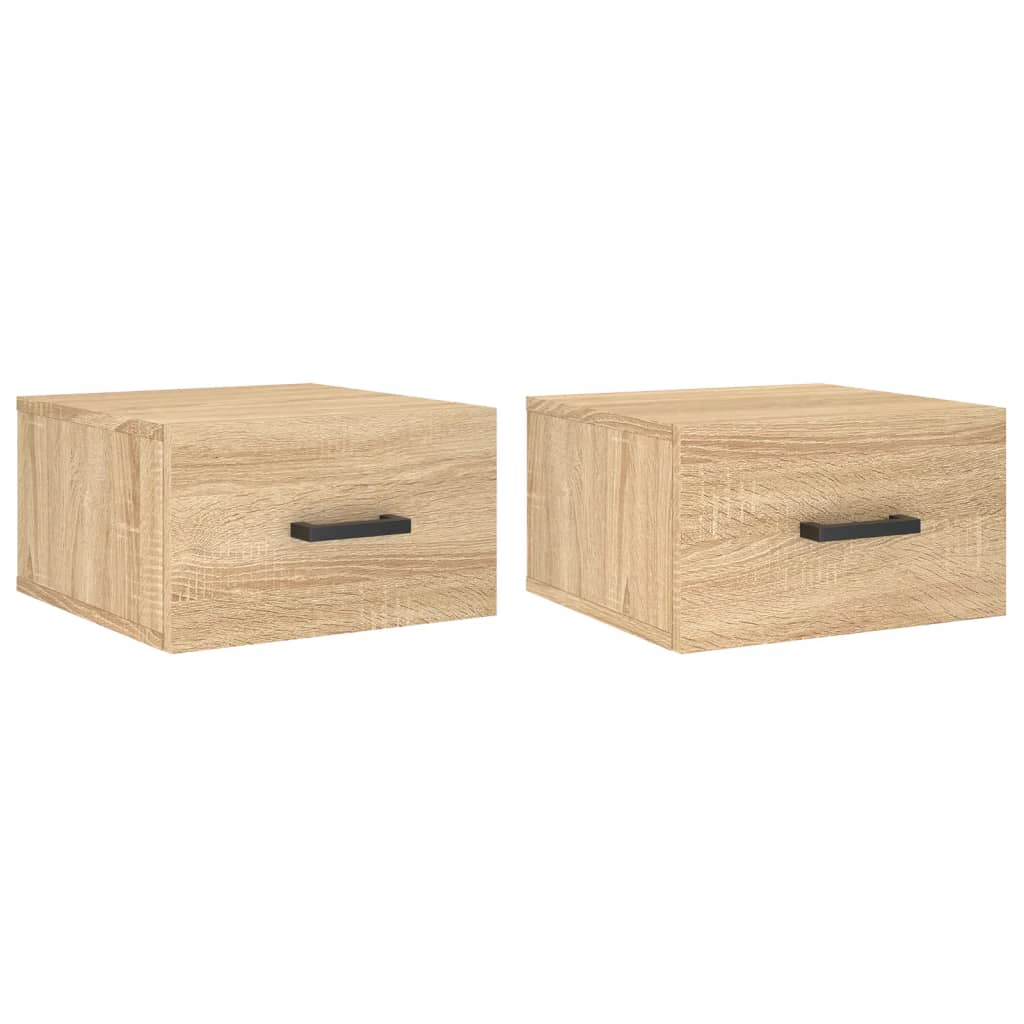 Veggmontert nattbord 2 stk sonoma eik 35x35x20 cm