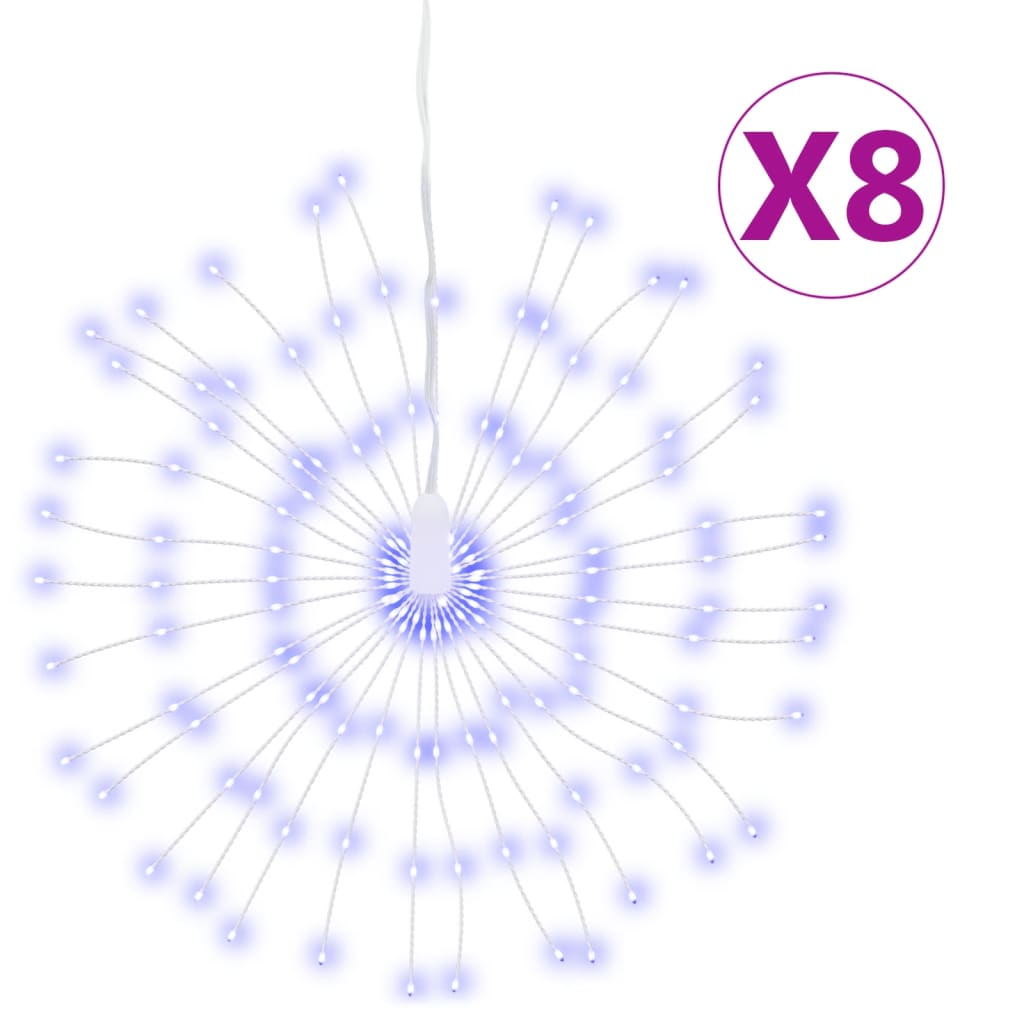 Julestjernelys 140 LED 8 stk blå 17 cm