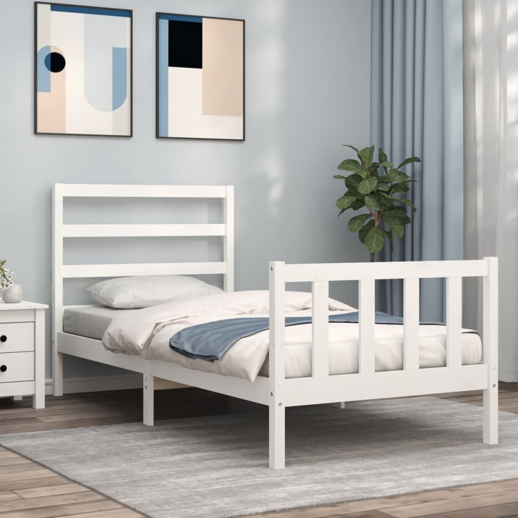 Sengeramme uten madrass hvit 90x190 cm heltre furu