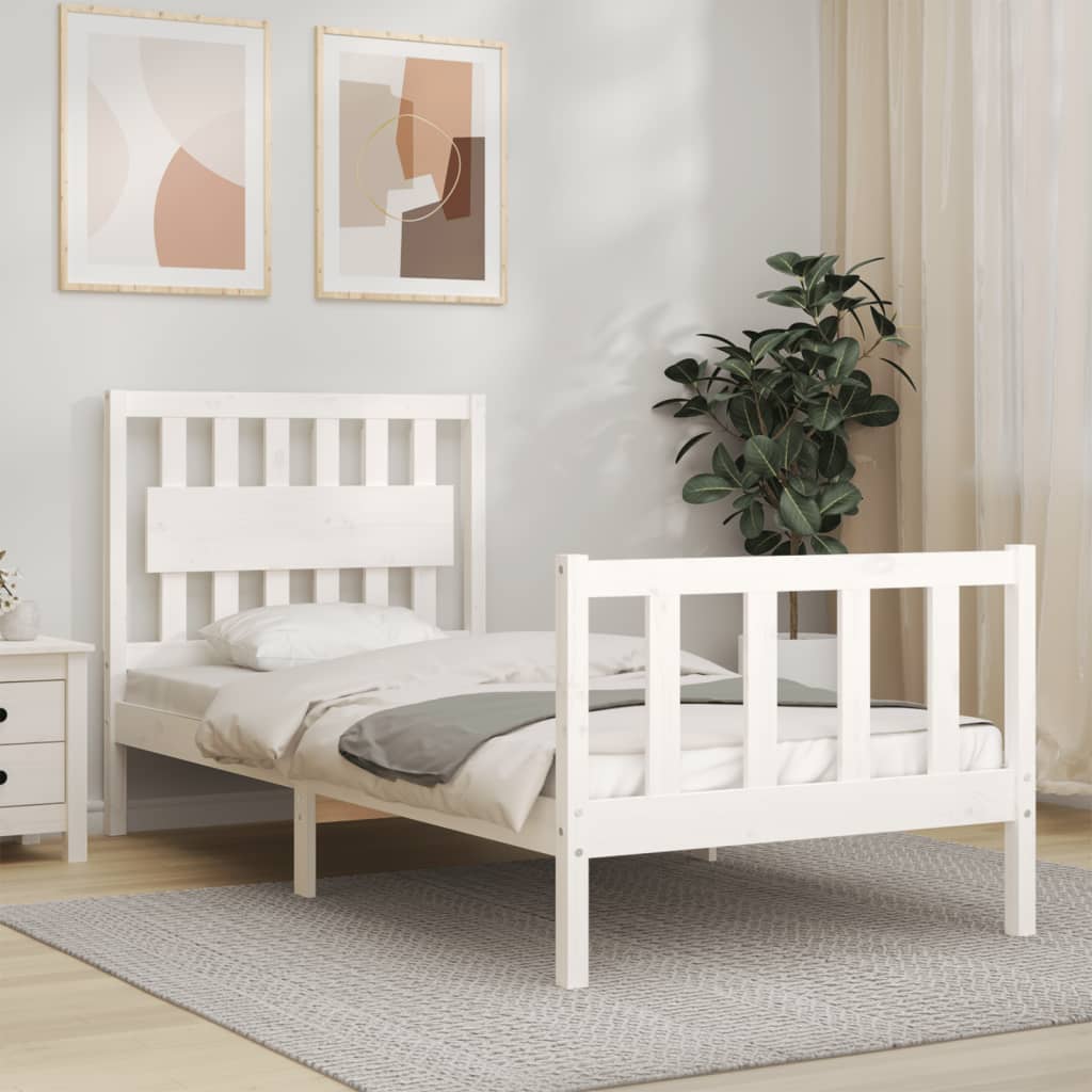 Sengeramme med hodegavl hvit single heltre