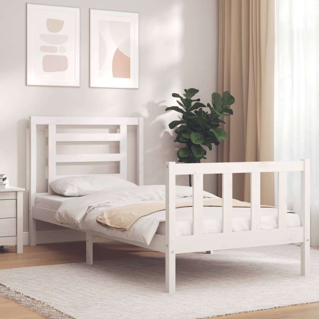 Sengeramme med hodegavl hvit single heltre