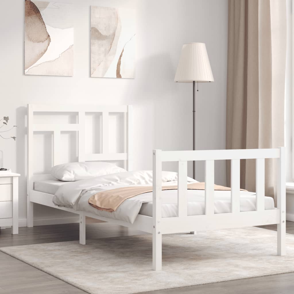 Sengeramme med hodegavl hvit single heltre