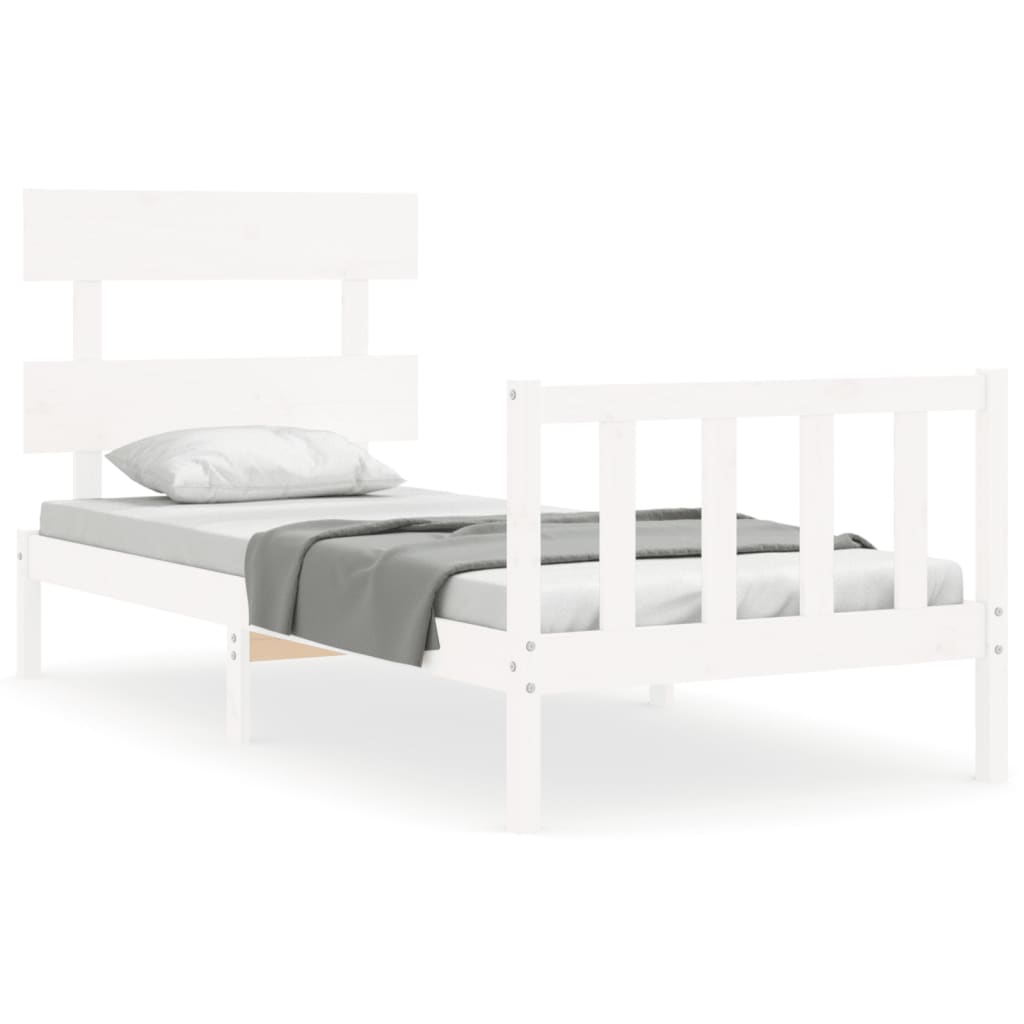 Sengeramme med hodegavl hvit single heltre