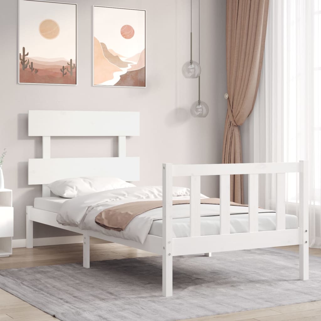 Sengeramme med hodegavl hvit single heltre