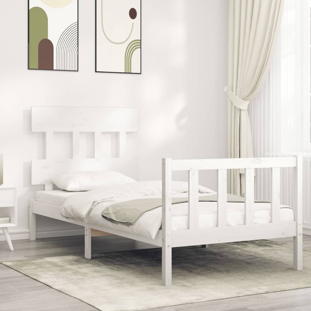 Sengeramme med hodegavl hvit single heltre