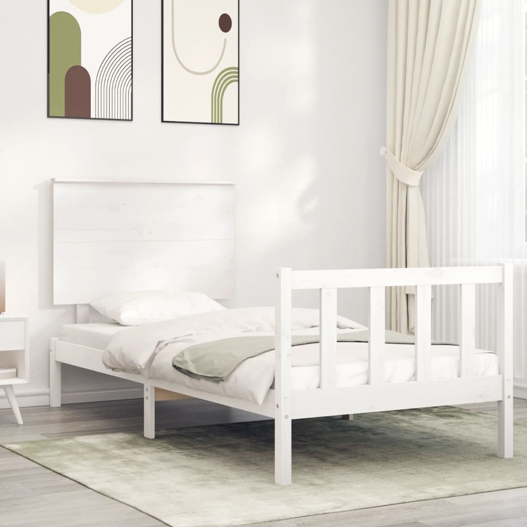 Sengeramme med hodegavl hvit single heltre