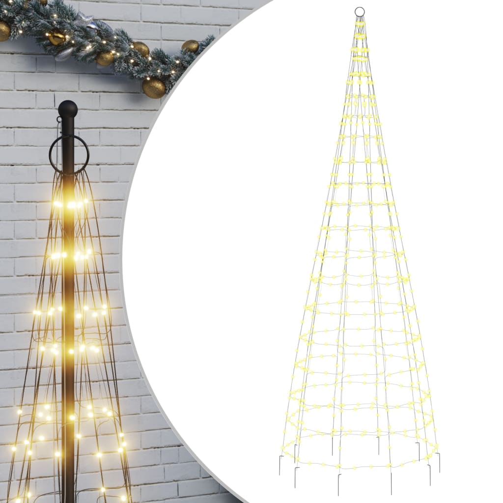 LED Juletre på Flaggstang 550 LEDs Varm Hvit 300 cm