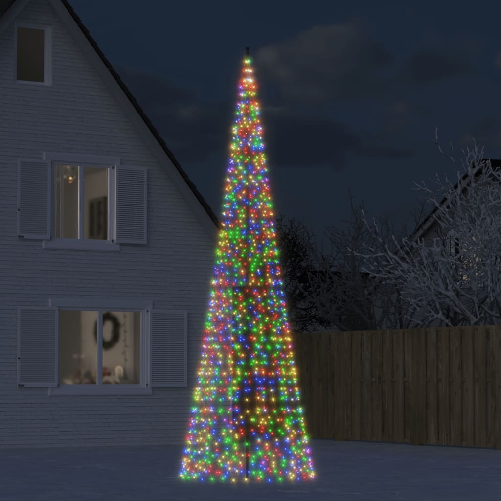 LED juletre på flaggstang 1534 LEDs Fargerike 500 cm