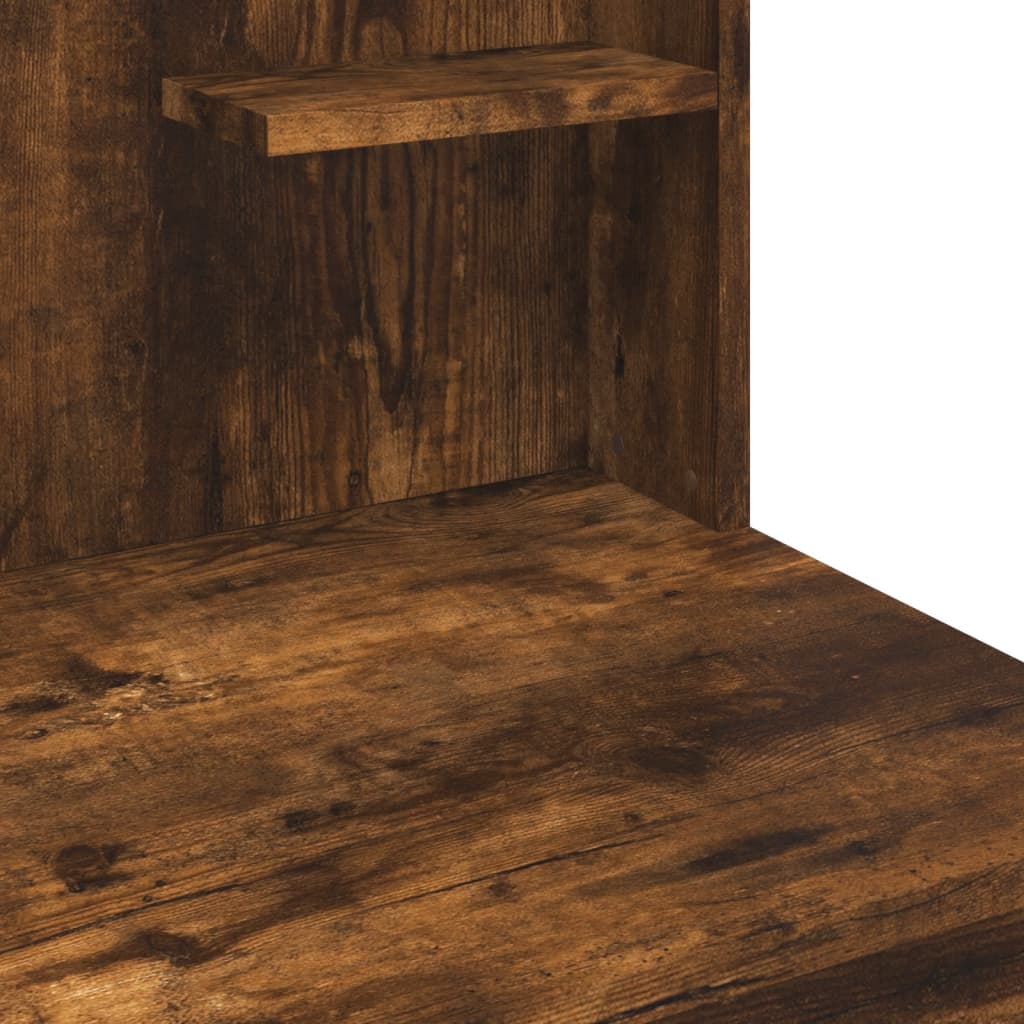 Sminkebord med LED røkt eik 96x40x142 cm