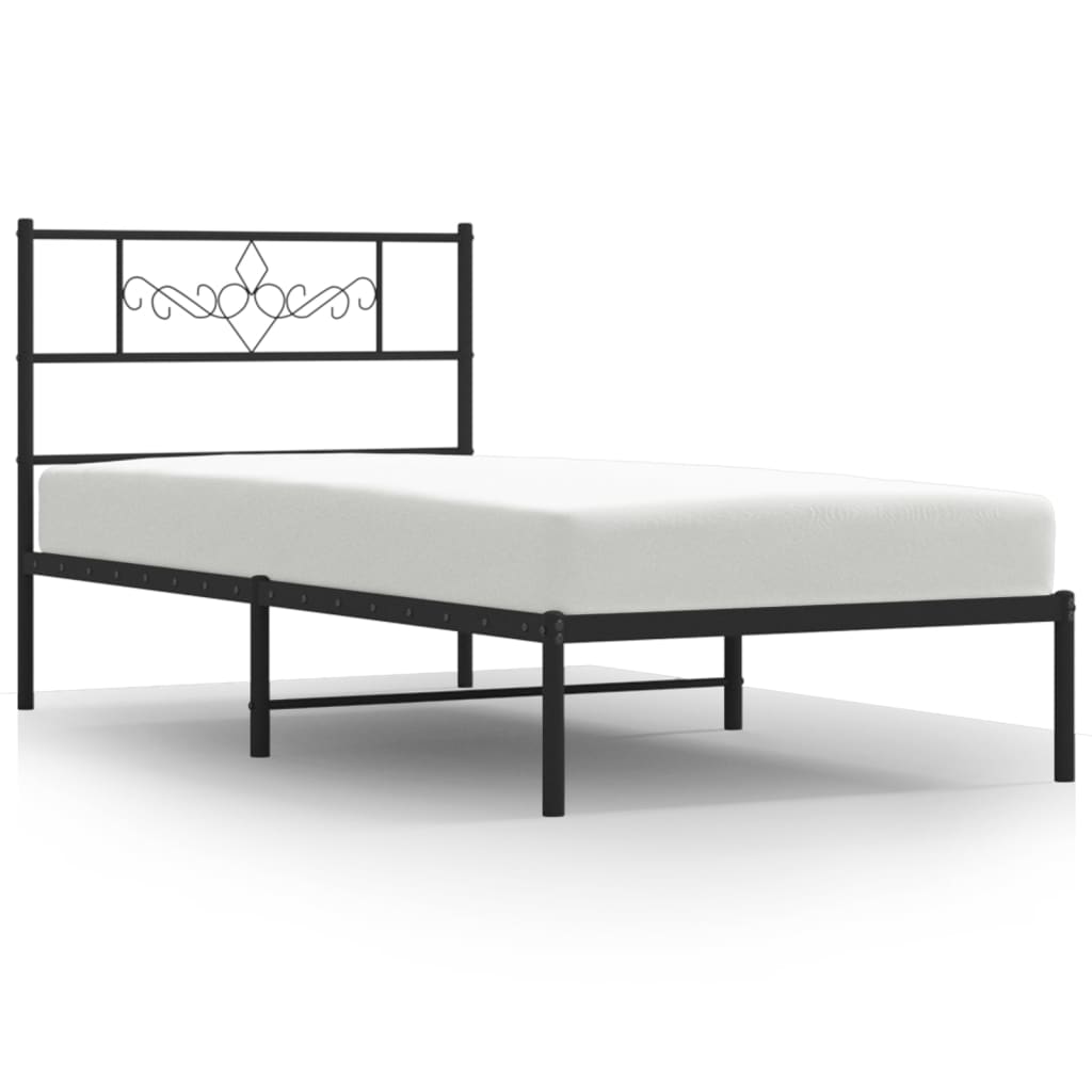 Sengeramme i metall med hodegavl svart 80x200 cm