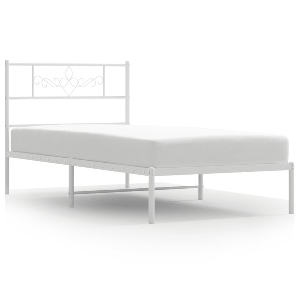 Sengeramme i metall med hodegavl hvit 90x200 cm