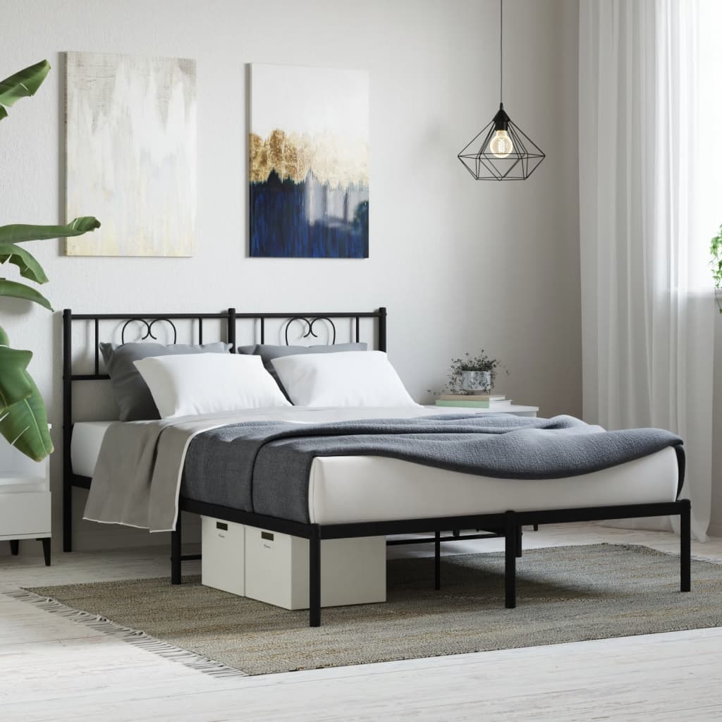Sengeramme i metall med hodegavl svart 160x200 cm