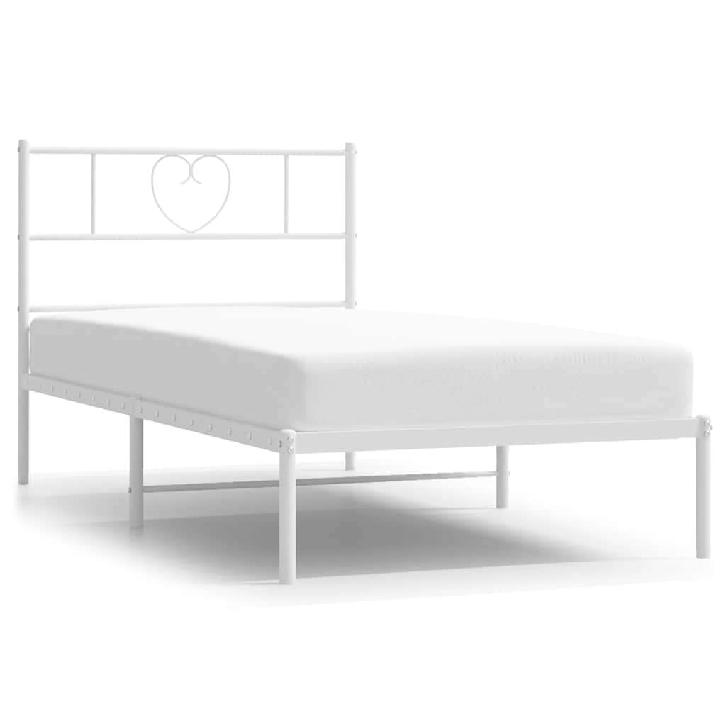 Sengeramme i metall med hodegavl hvit 100x200 cm