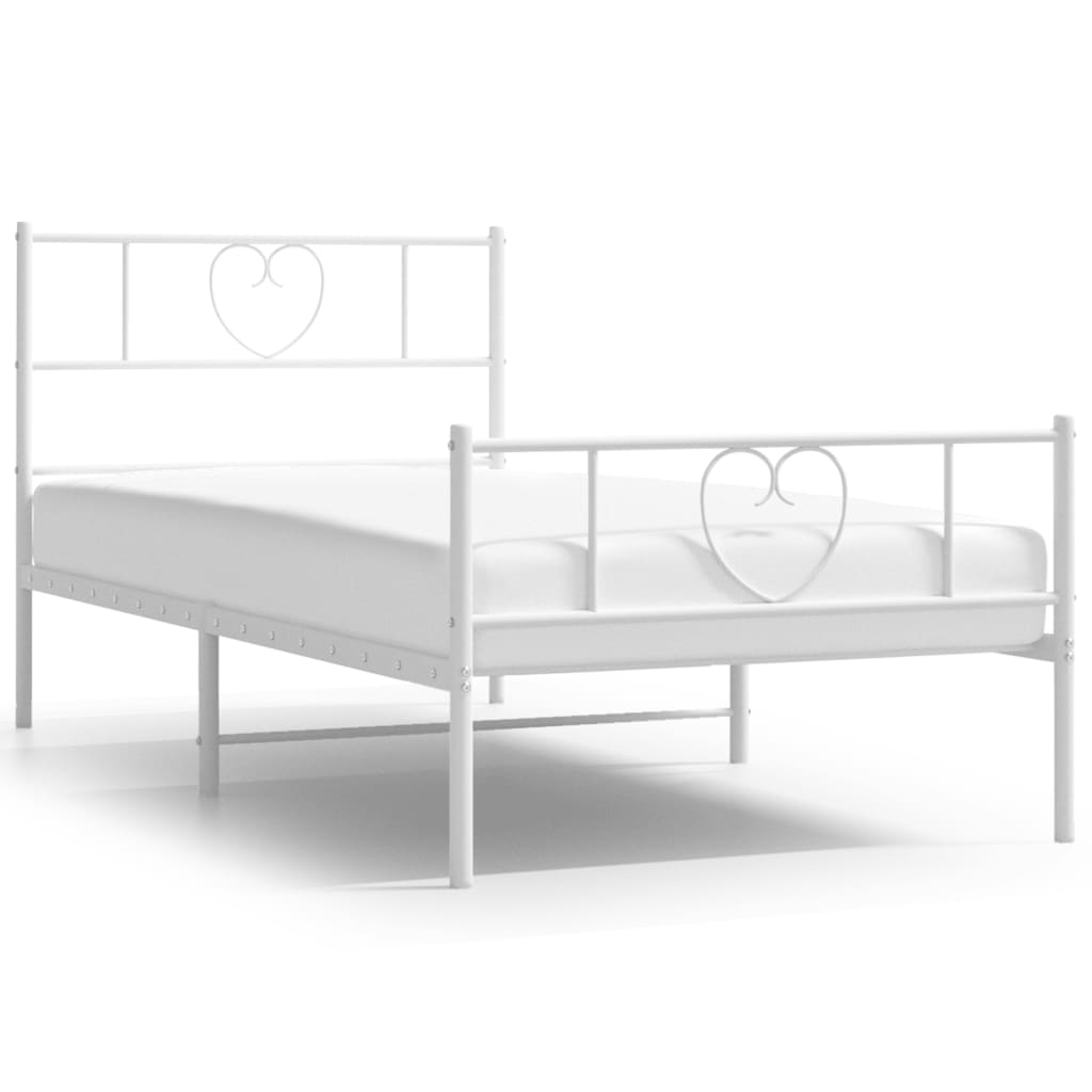 Sengeramme i metall med hode- og fotgavl hvit 75x190 cm