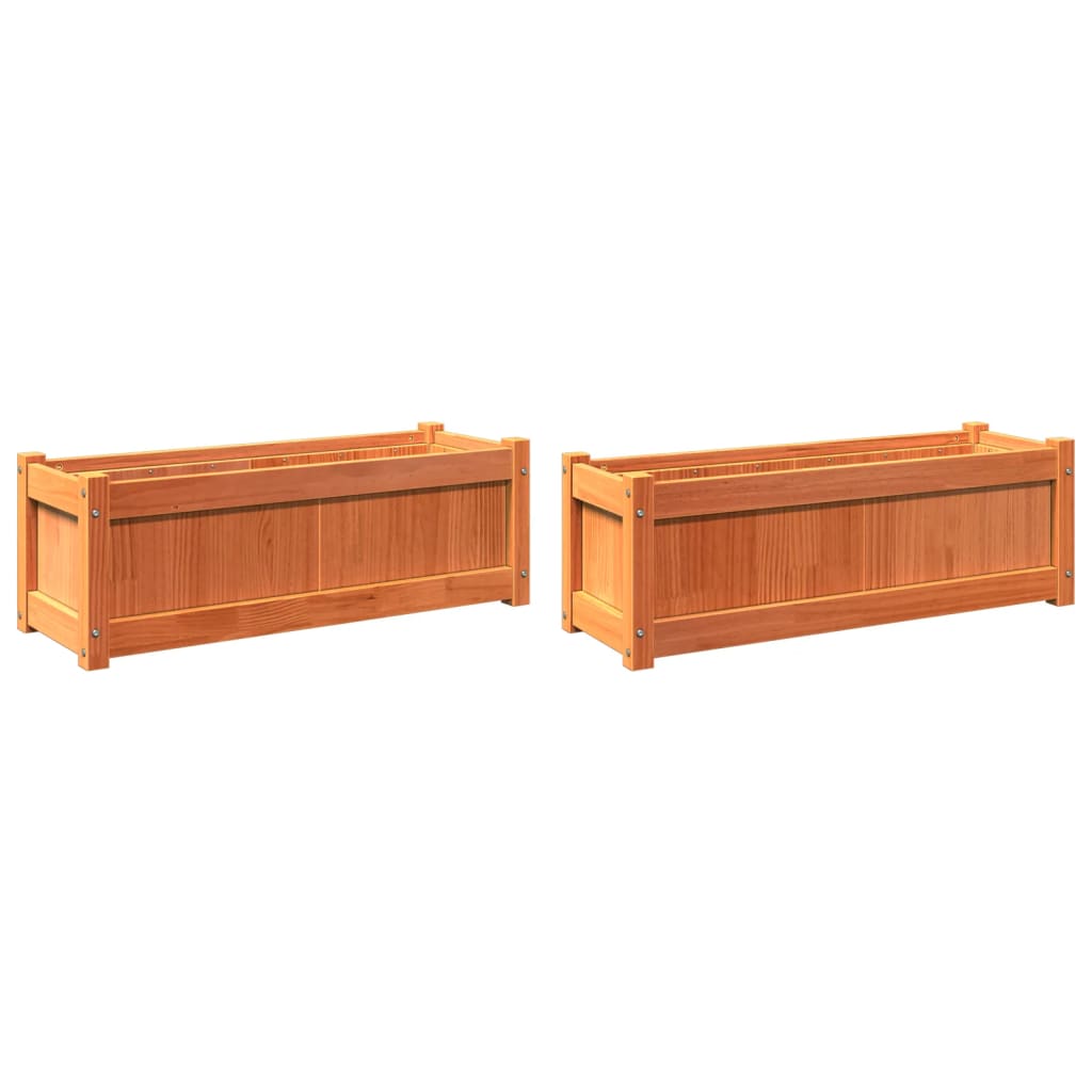 Plantekasser 2 stk brun heltre furu