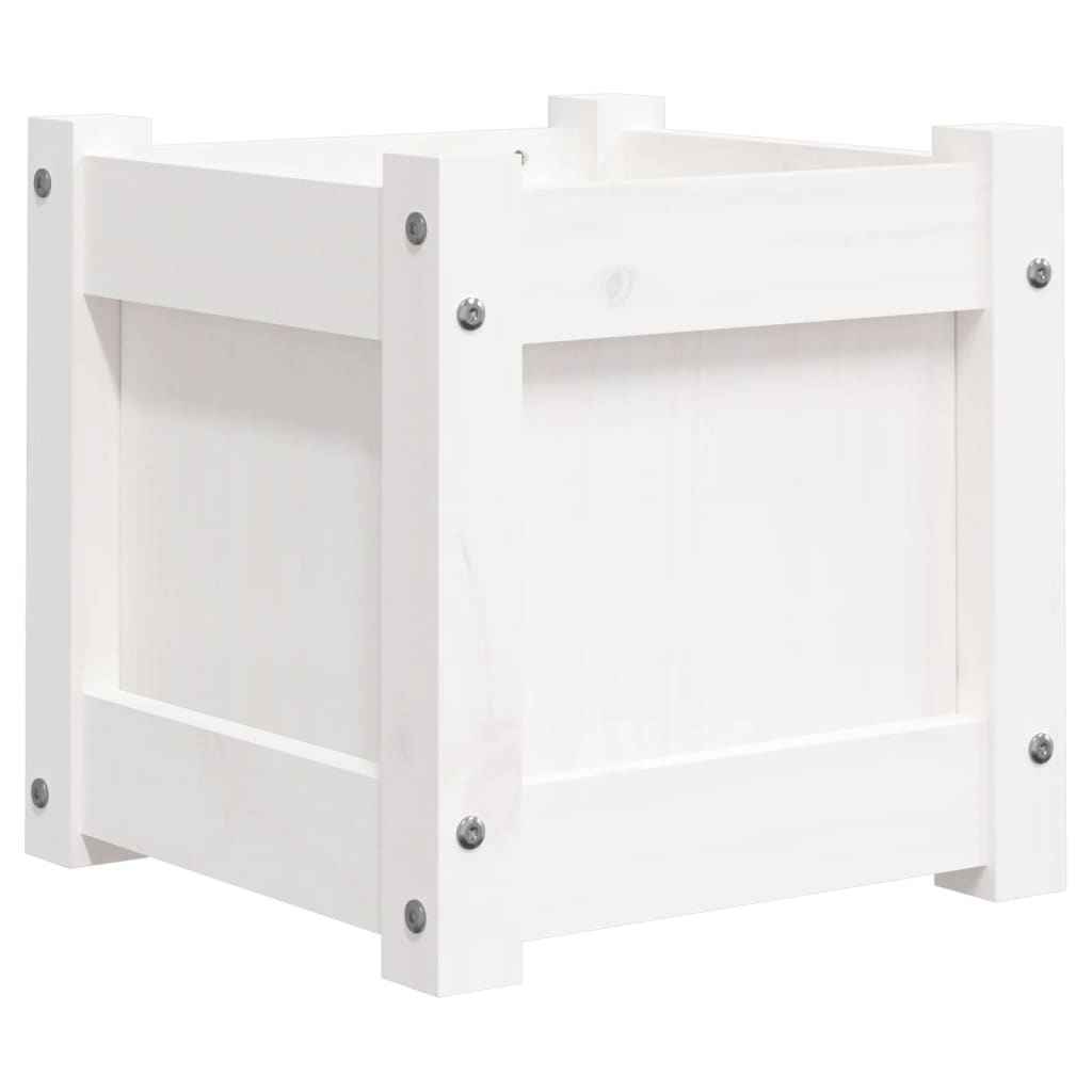 Hageplantekasse hvit 31x31x31 cm heltre furu