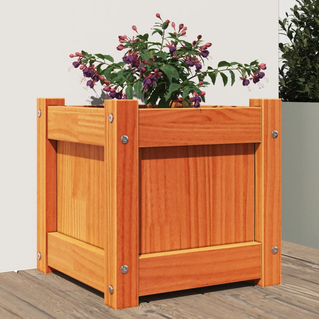 Hageplantekasse voksbrun 31x31x31 cm heltre furu