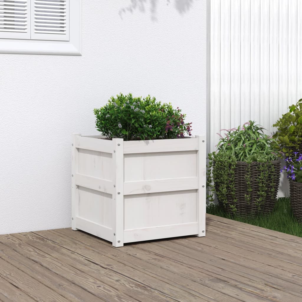 Hageplantekasse hvit 50x50x50 cm heltre furu