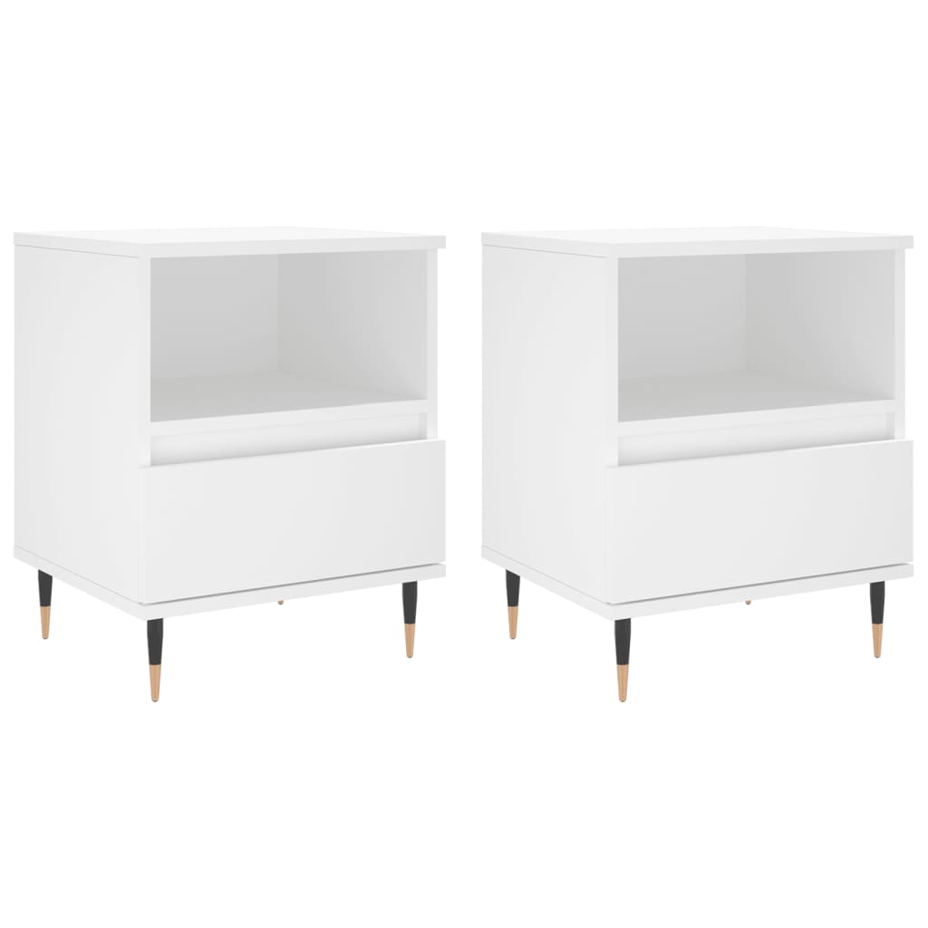 Nattbord 2 stk hvit 40x35x50 cm konstruert tre