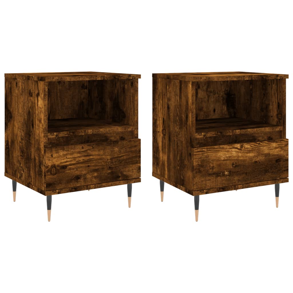 Nattbord 2 stk røkt eik 40x35x50 cm konstruert tre
