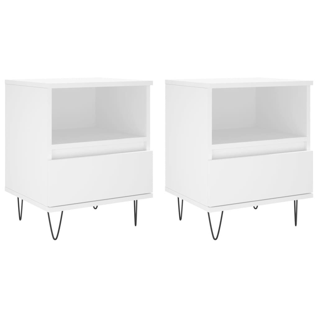 Nattbord 2 stk hvit 40x35x50 cm konstruert tre