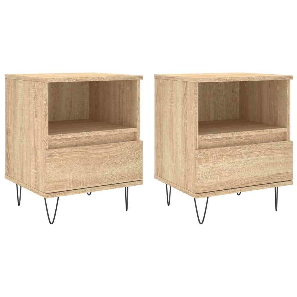Nattbord 2 stk sonoma eik 40x35x50 cm konstruert tre