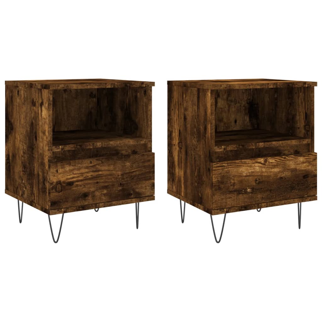 Nattbord 2 stk røkt eik 40x35x50 cm konstruert tre