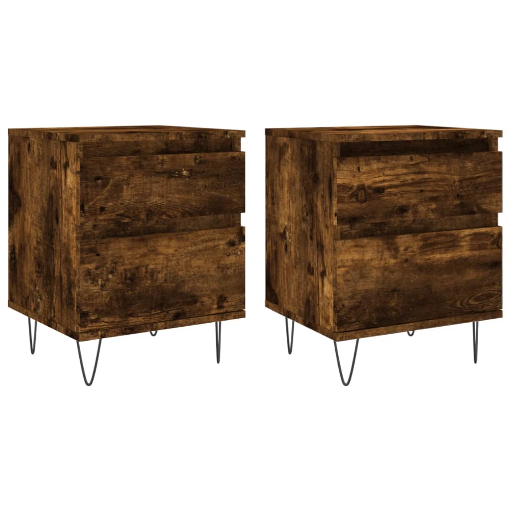 Nattbord 2 stk røkt eik 40x35x50 cm konstruert tre
