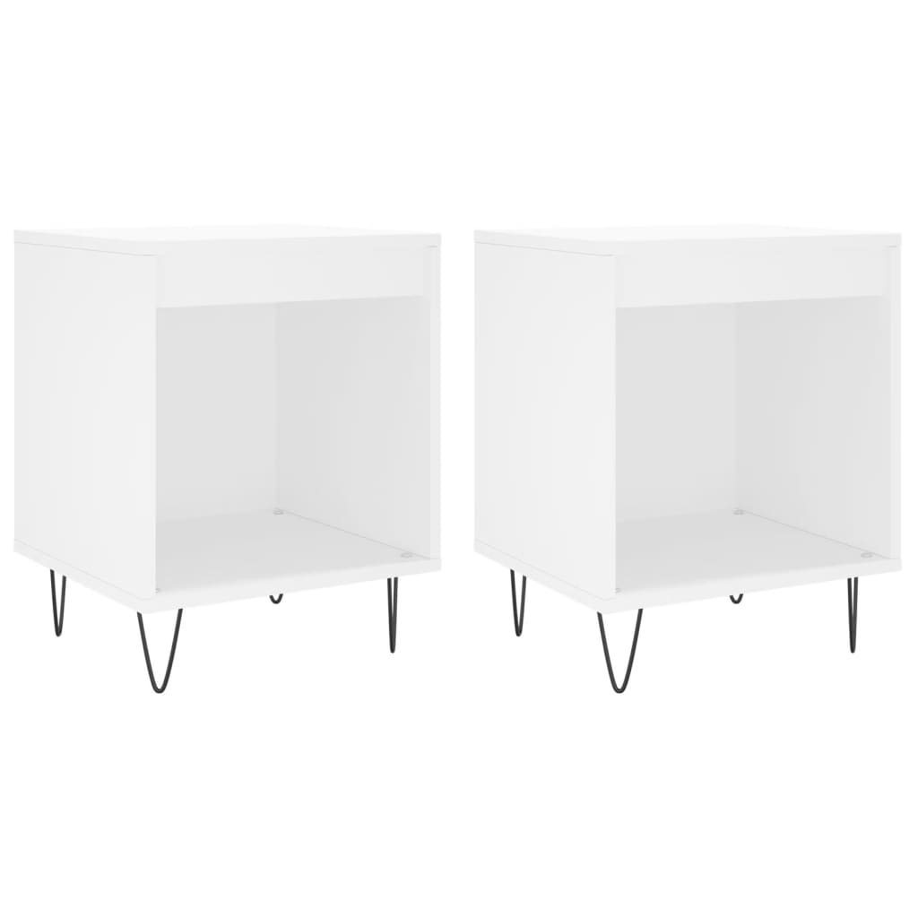 Nattbord 2 stk hvit 40x35x50 cm konstruert tre
