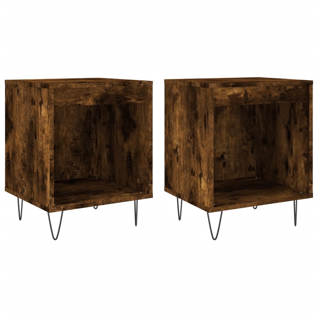 Nattbord 2 stk røkt eik 40x35x50 cm konstruert tre
