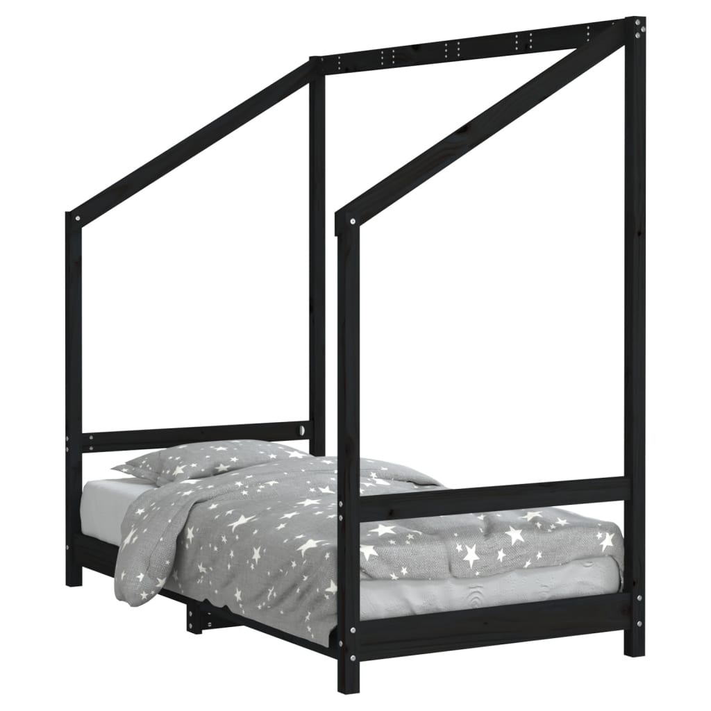 Barnesengeramme svart 80x160 cm heltre furu