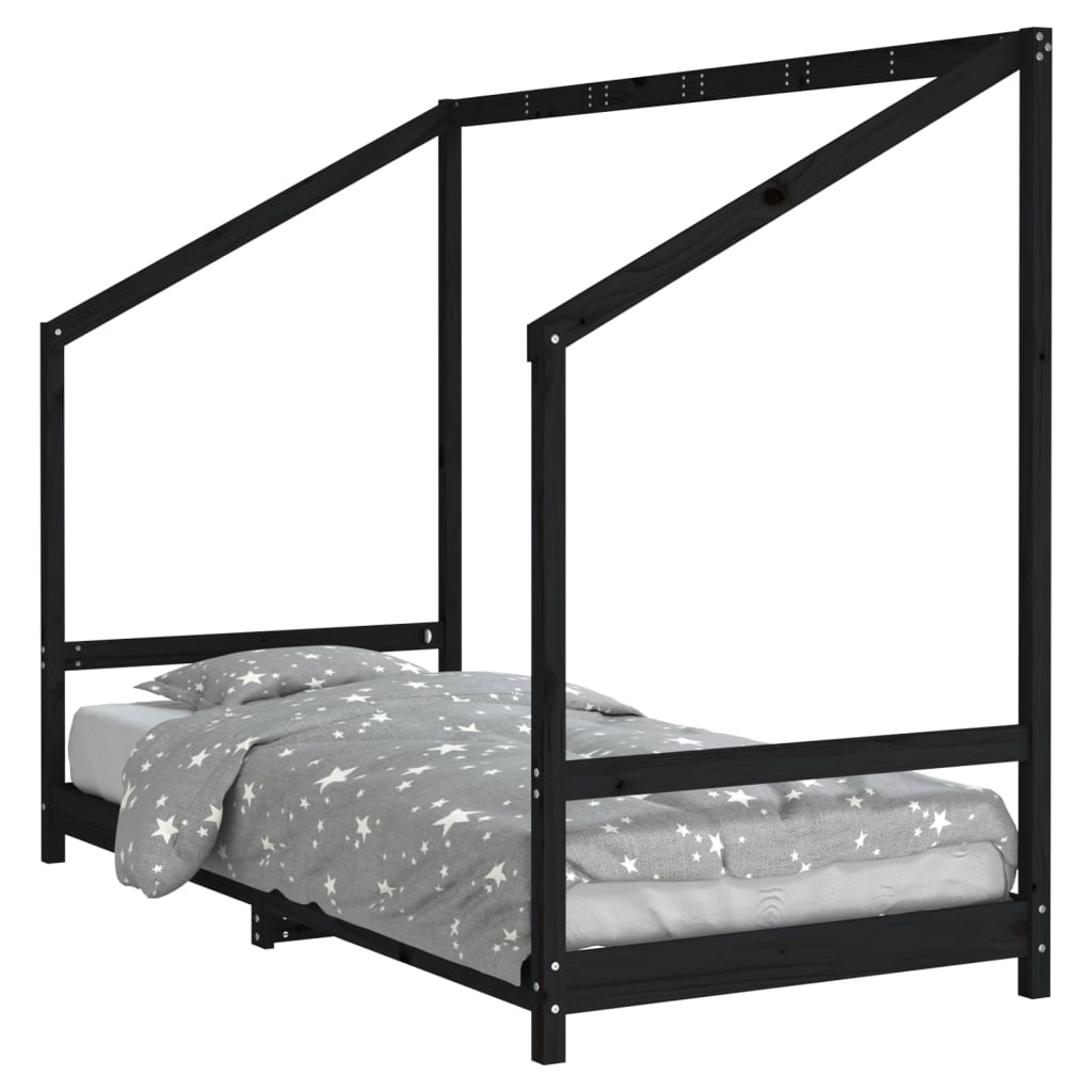 Barnesengeramme svart 90x190 cm heltre furu