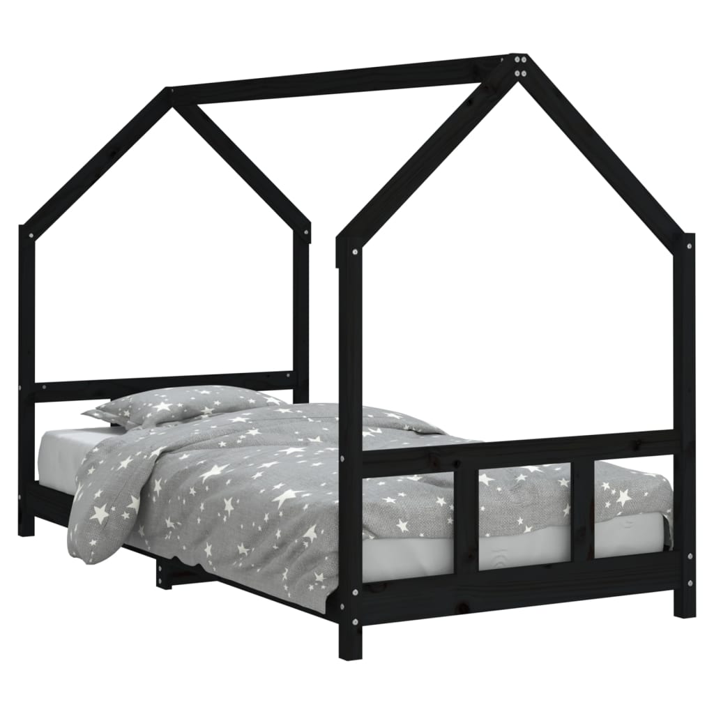 Barnesengeramme svart 90x190 cm heltre furu