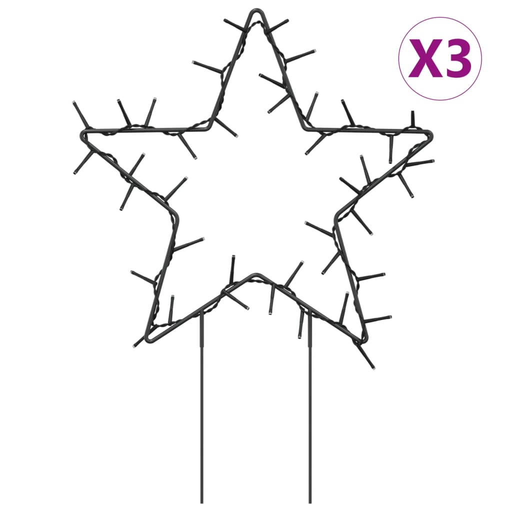 Julelysdekorasjon med pigger 3 stjerner 50 LED 29 cm