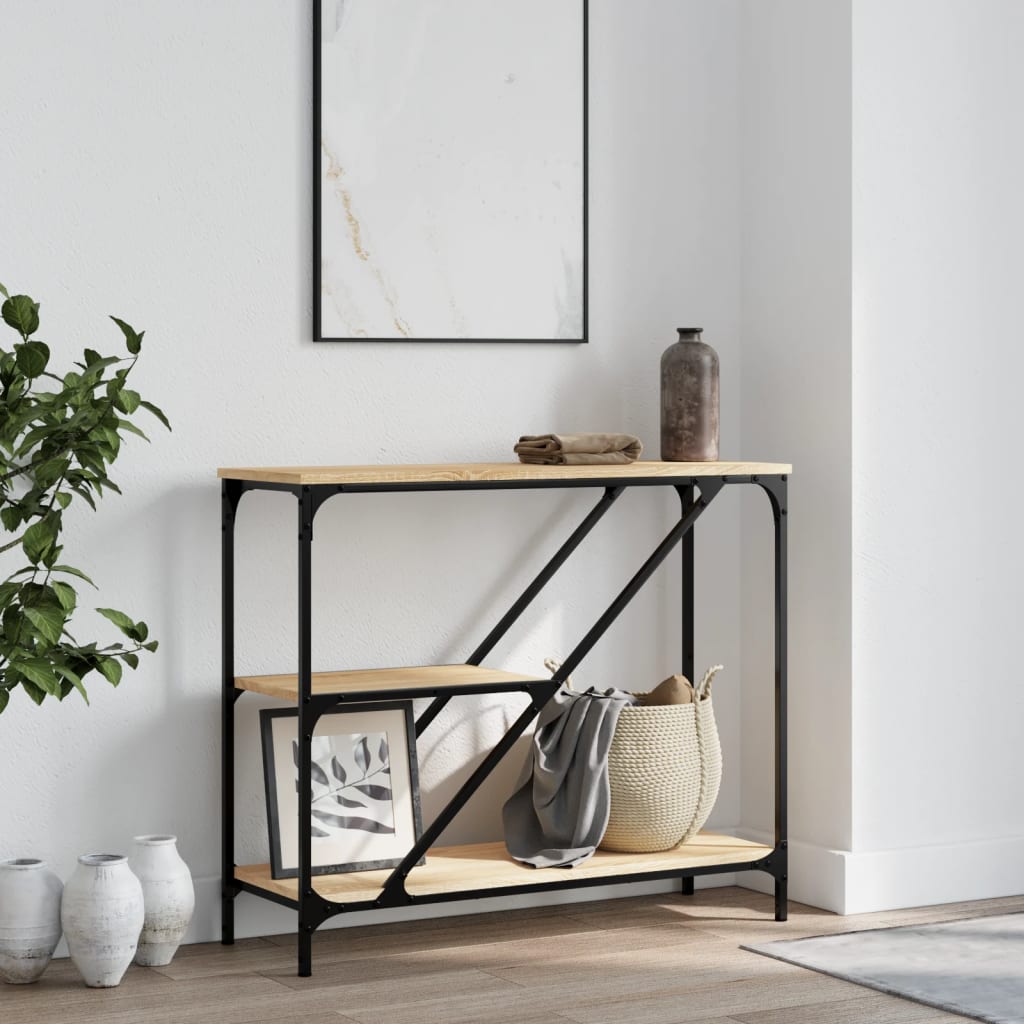 Konsollbord sonoma eik 88,5x30x75 cm konstruert tre