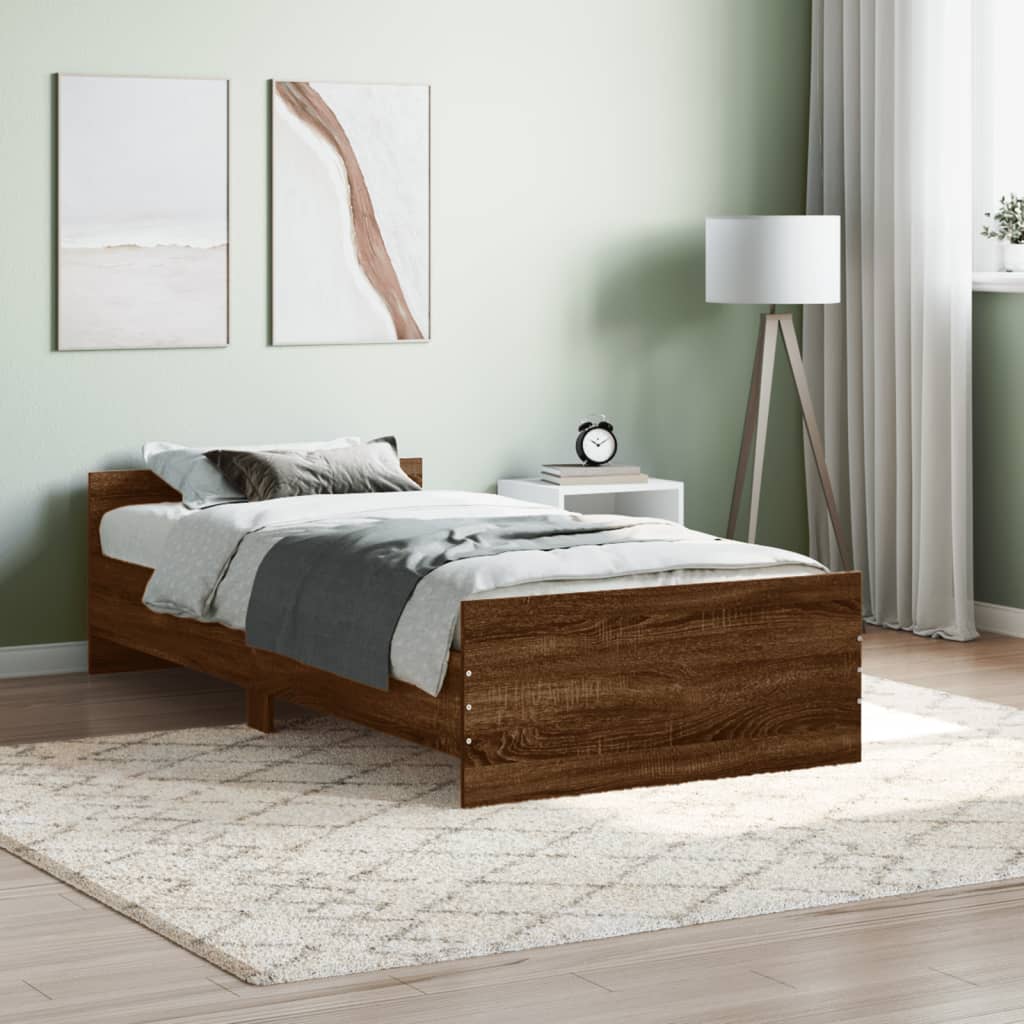Sengeramme brun eik 100x200 cm konstruert tre