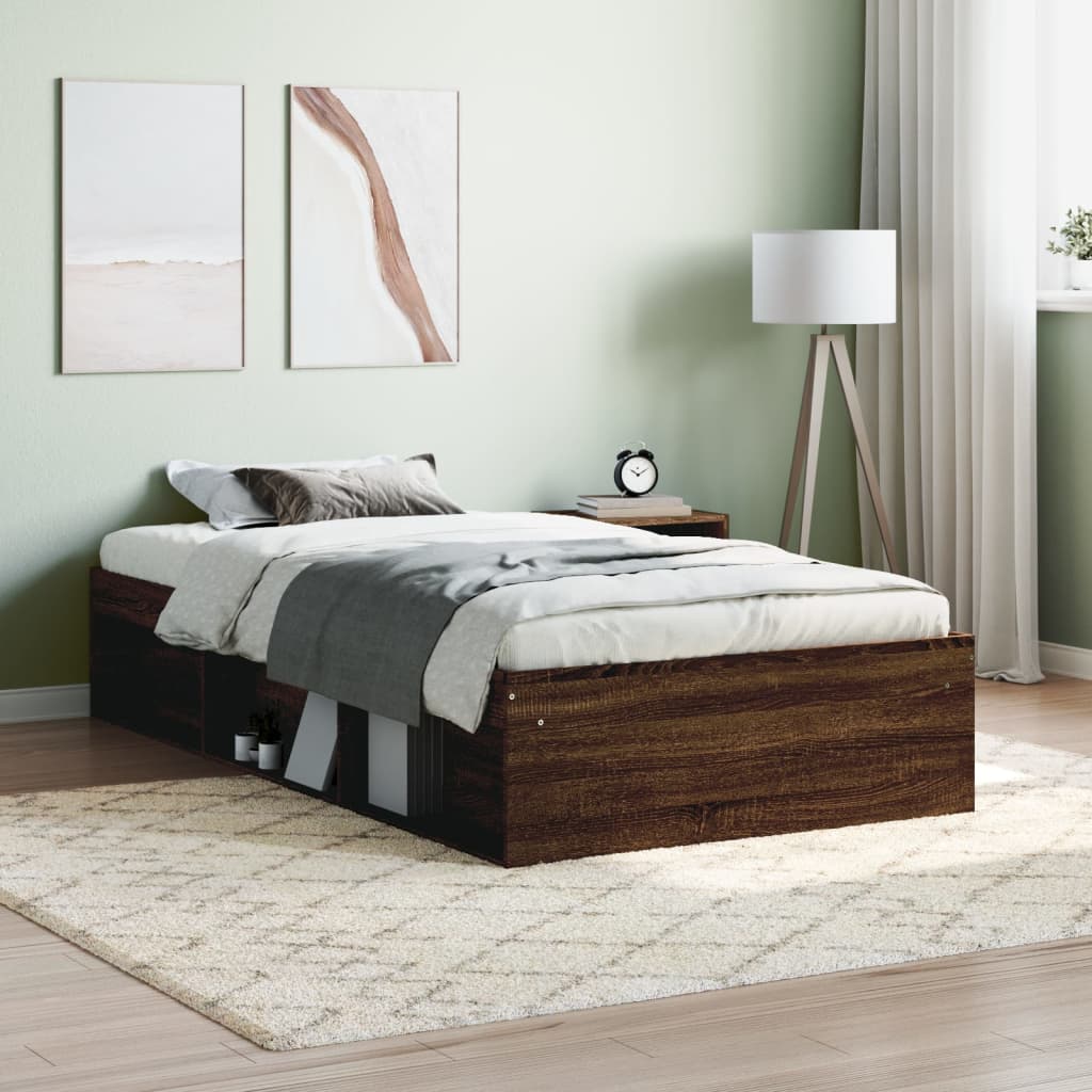 Sengeramme brun eik 100x200 cm