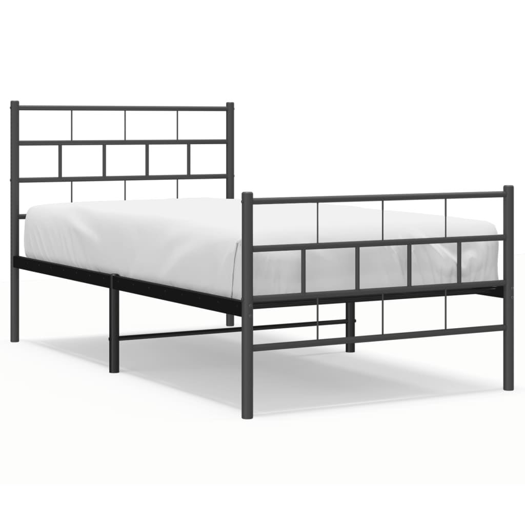Sengeramme i metall med hode- og fotgavl svart 80x200 cm