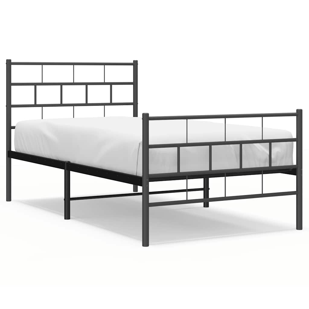 Sengeramme i metall med hode- og fotgavl svart 100x200 cm