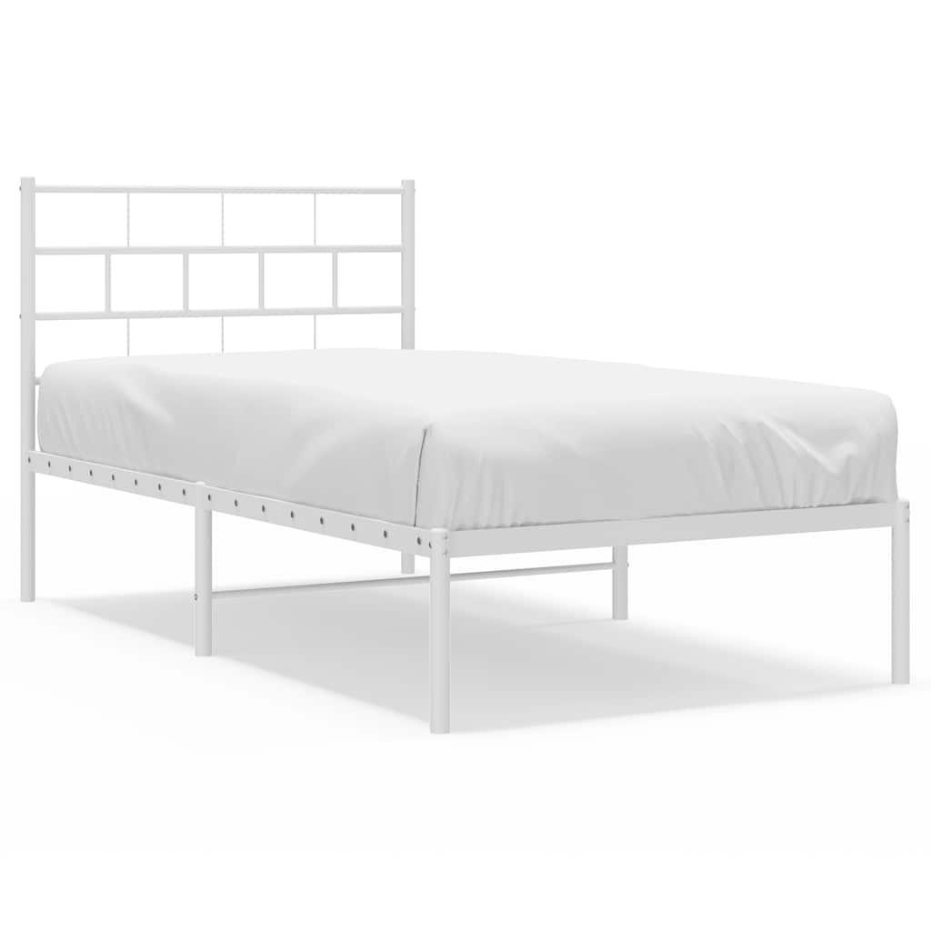 Sengeramme i metall med hodegavl hvit 100x200 cm