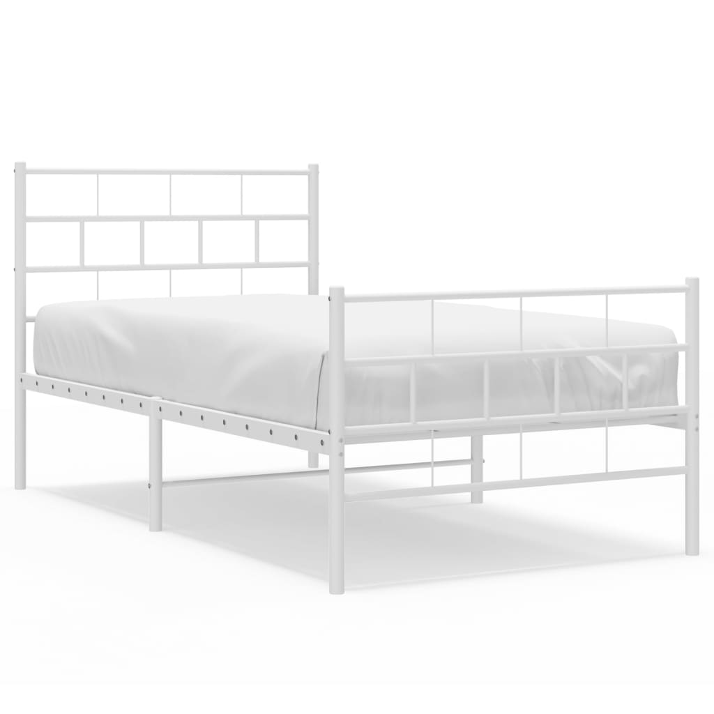 Sengeramme i metall med hode- og fotgavl hvit 80x200 cm