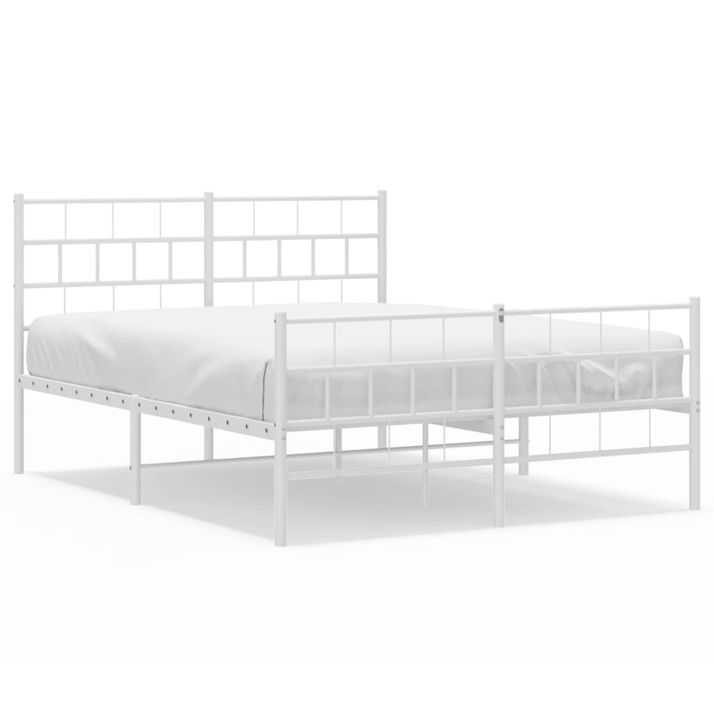 Sengeramme i metall med hode- og fotgavl hvit 160x200 cm