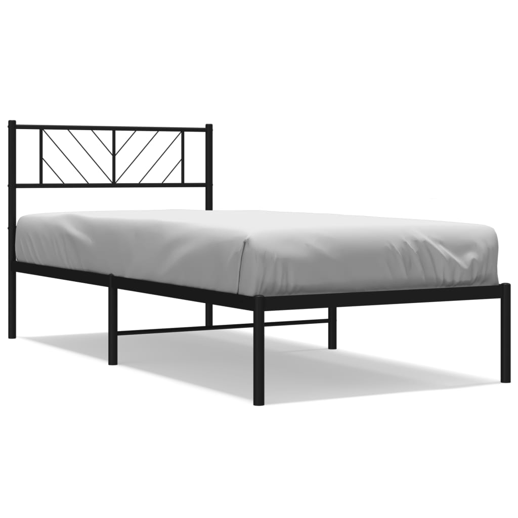 Sengeramme i metall med hodegavl svart 90x200 cm