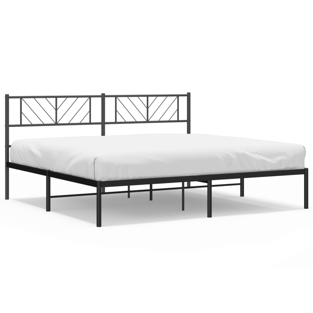 Sengeramme i metall med sengegavl svart 183x213 cm
